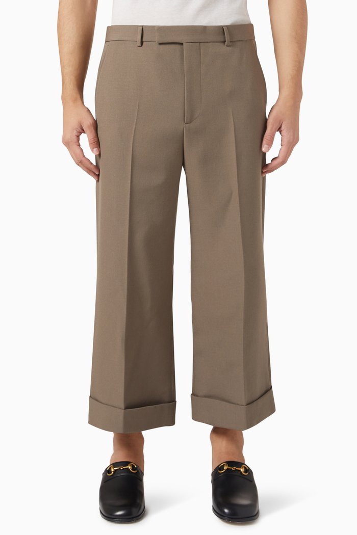 

Cropped Trousers in Wool, Neutral