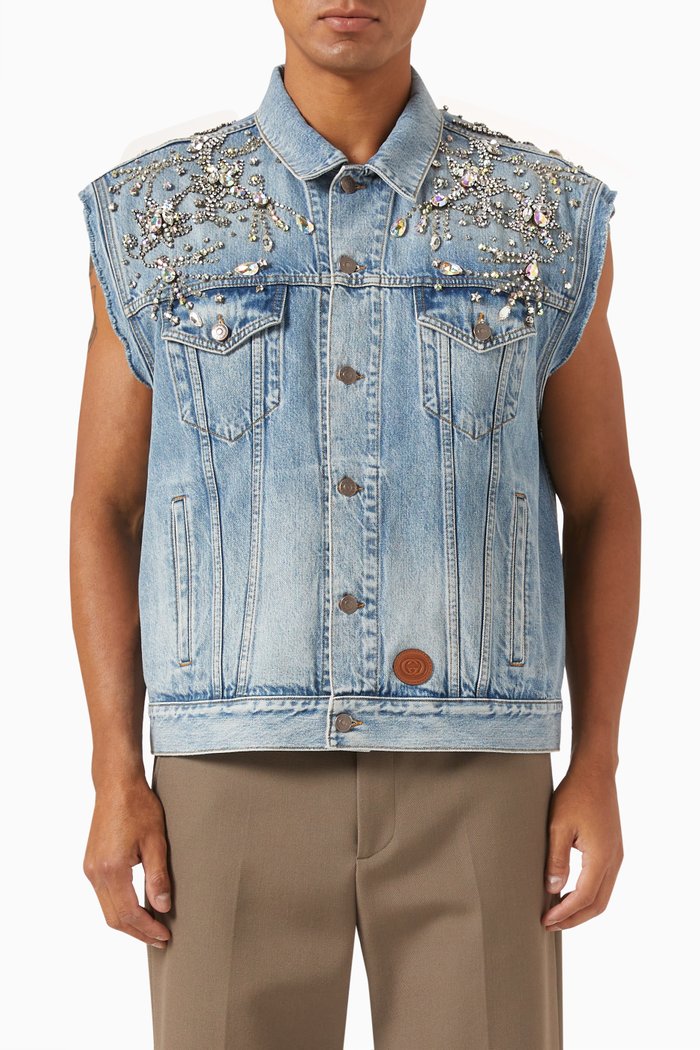 Crystal Vest in Denim, Blue