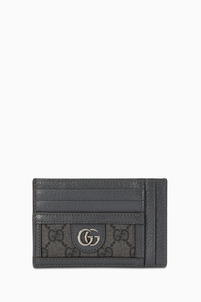 

Ophidia Card Holder in Leather, Grey