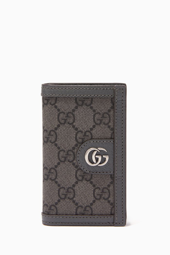 

Ophidia Card Case in GG Supreme Canvas, Grey