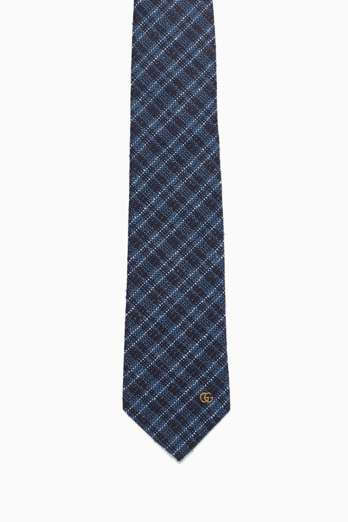 

Jacquard Tie in Wool-silk, Blue