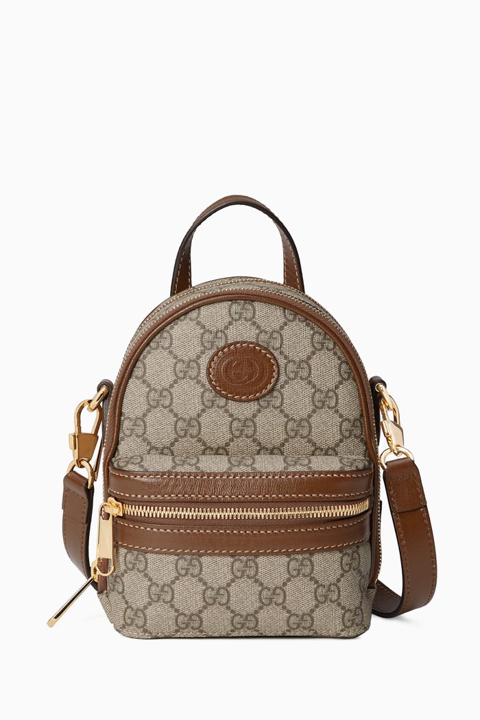 

Multi-Function Interlocking G Bag in GG Supreme Canvas, Brown