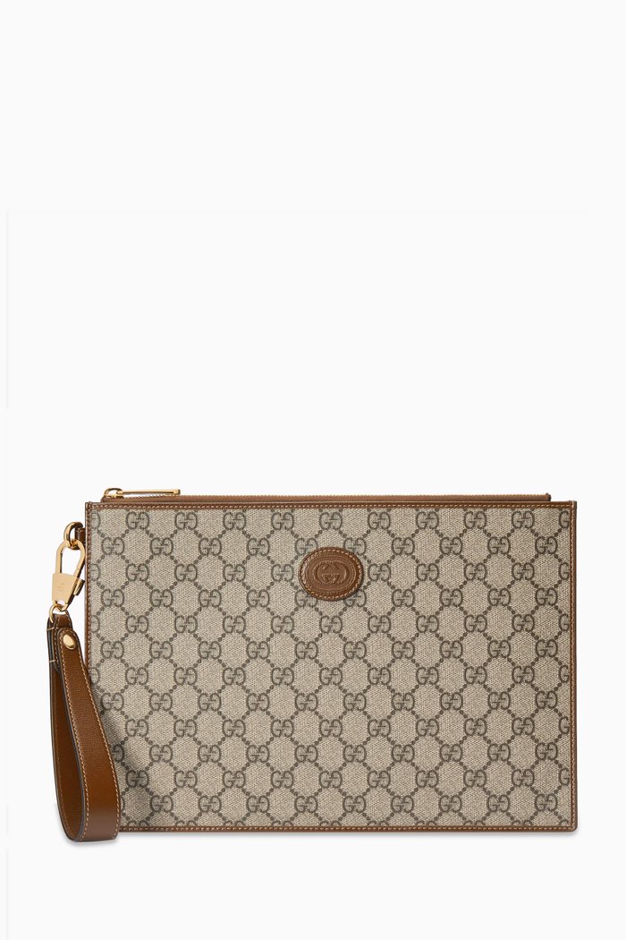 

Interlocking G Pouch in G Supreme Canvas, Brown