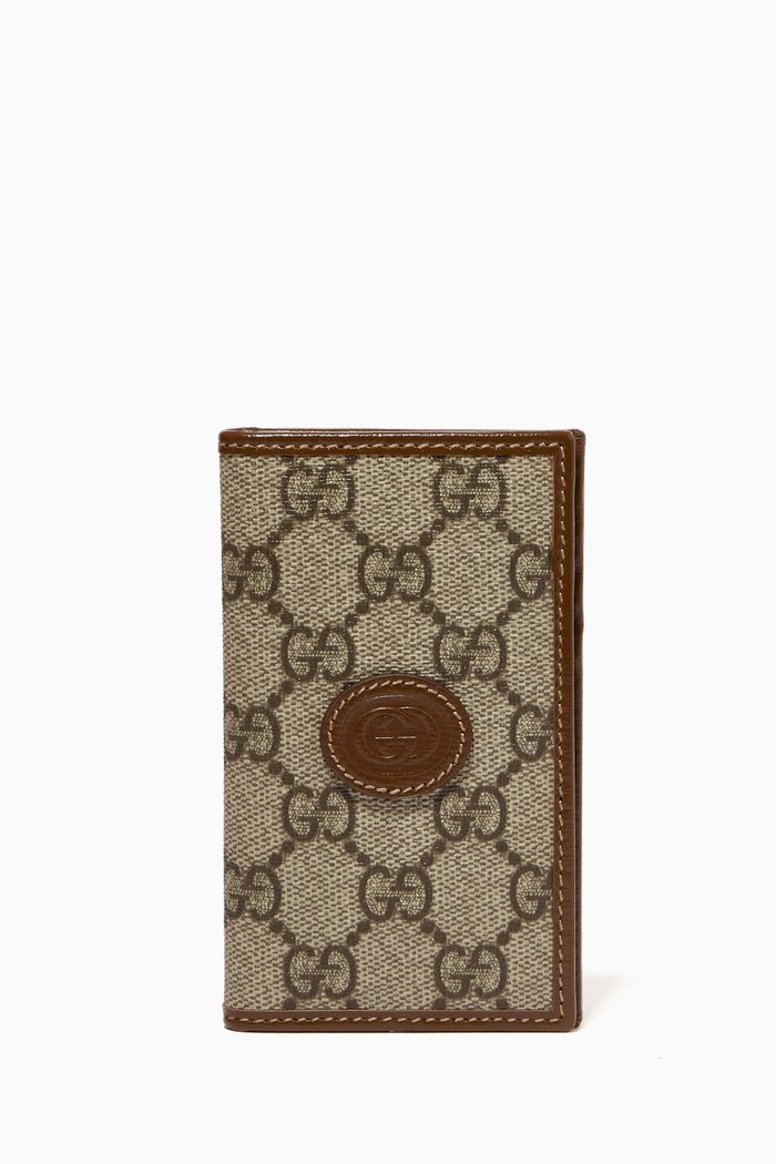 

GG Cardcase in Leather & Canvas, Brown
