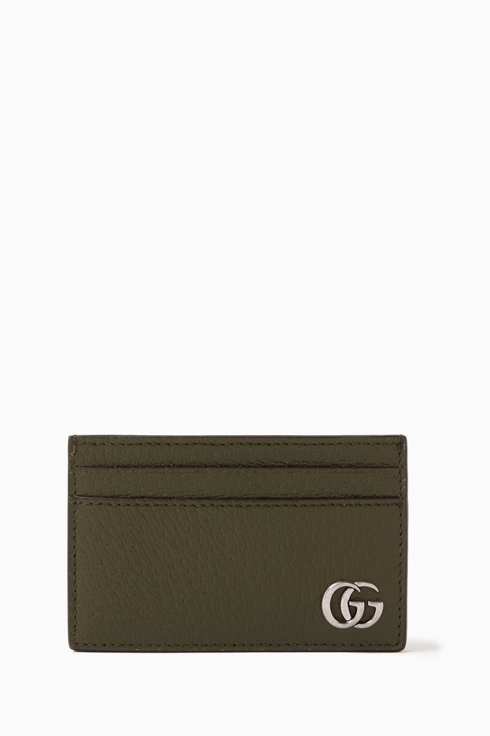 

GG Marmont Card Case in Leather, Green