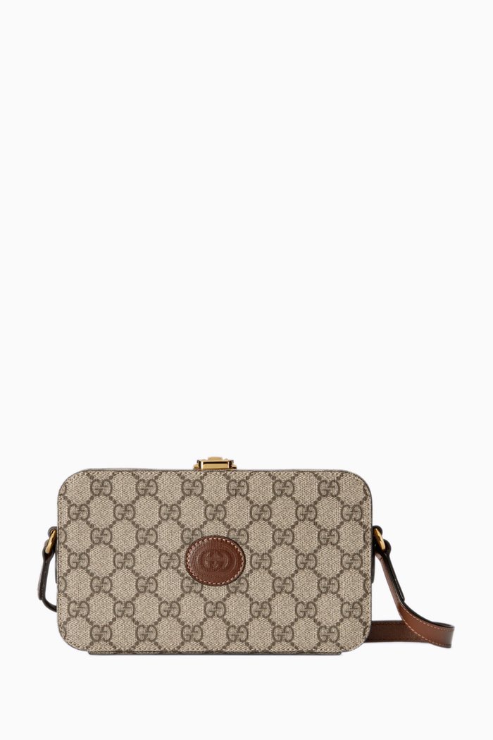 

Mini Bag with Interlocking G in GG Supreme Canvas, Brown