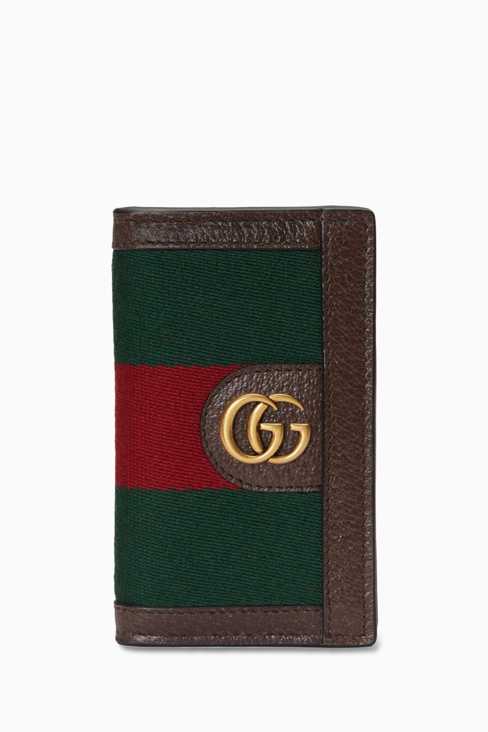 

Web Cardcase with Double G in Leather, Grey