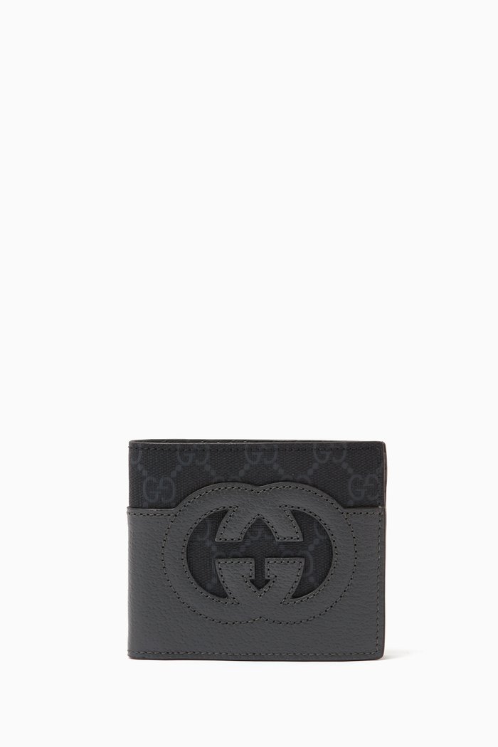 

Interlocking G Cutout Wallet in GG Supreme Canvas & Leather, Black