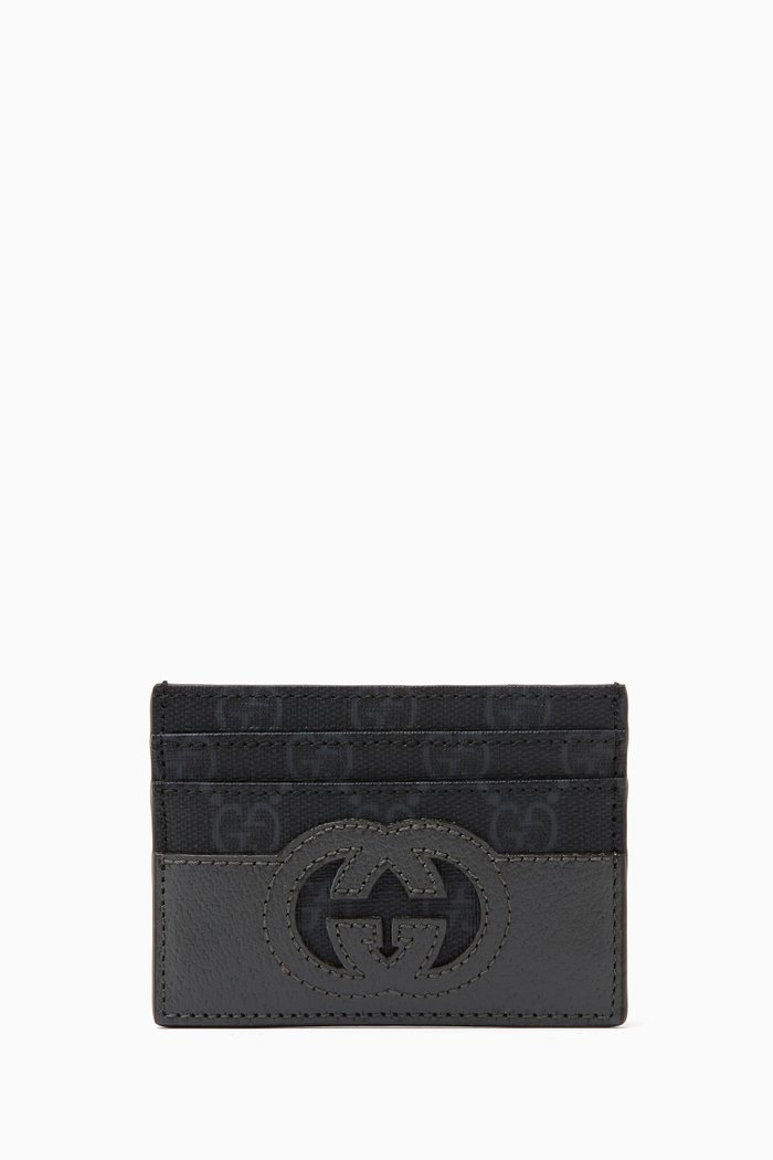 

Interlocking G Cutout Card Case in GG Supreme Canvas & Leather, Black