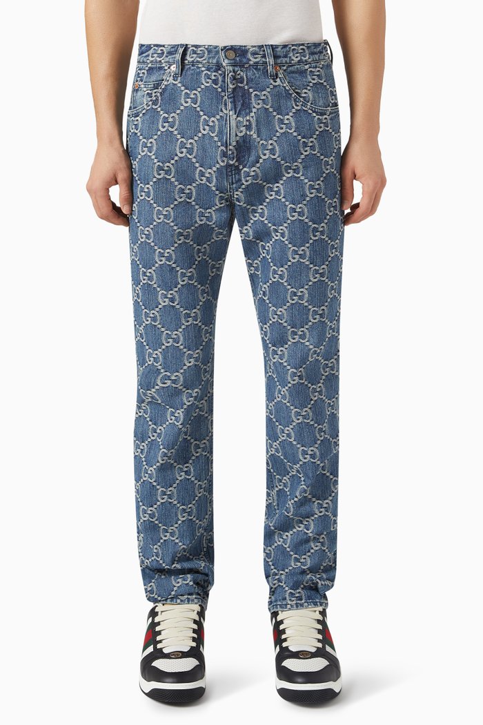 

GG Jeans in Jacquard Denim, Blue
