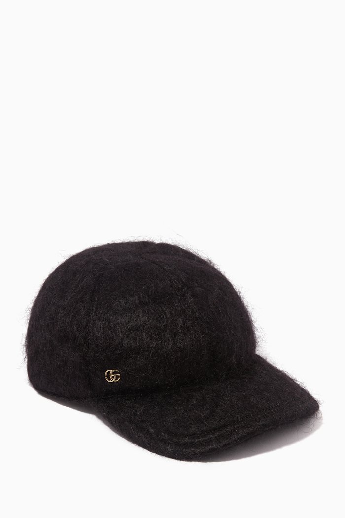 

Logo Baseball Hat in Mohair, Black