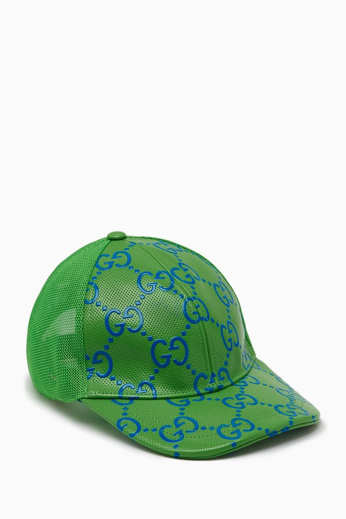 

Gary Baseball Hat in Leather & Mesh, Green