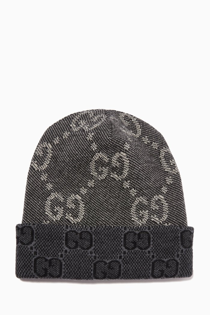 

GG Reversible Beanie in Wool, Black