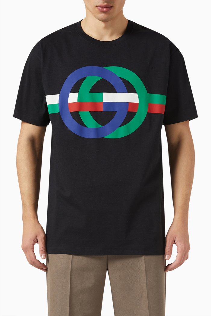 

Round GG T-shirt in Cotton, Black