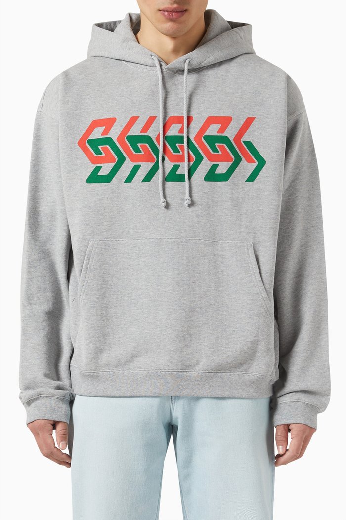 

Logo Print Hoodie in Cotton, Grey