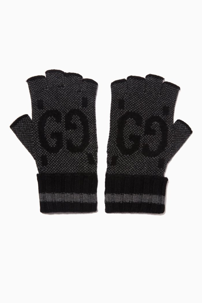 

GG Fingerless Gloves in Cashmere, Black