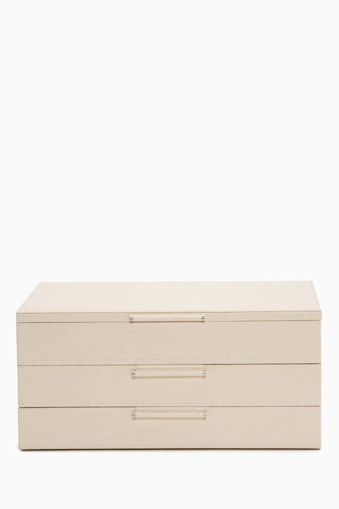 

WOLF Sophia Jewellery Box in Leather, Neutral