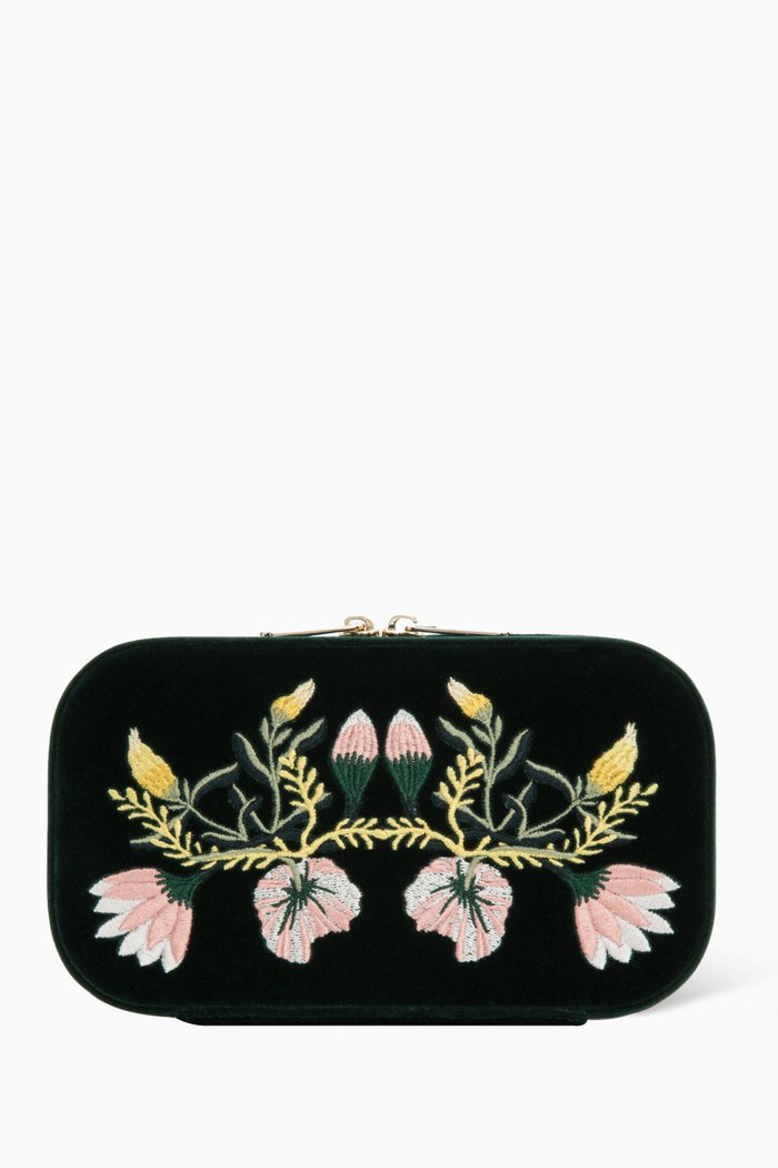 

WOLF Floral Jewellery Zip Case in Velvet, Neutral