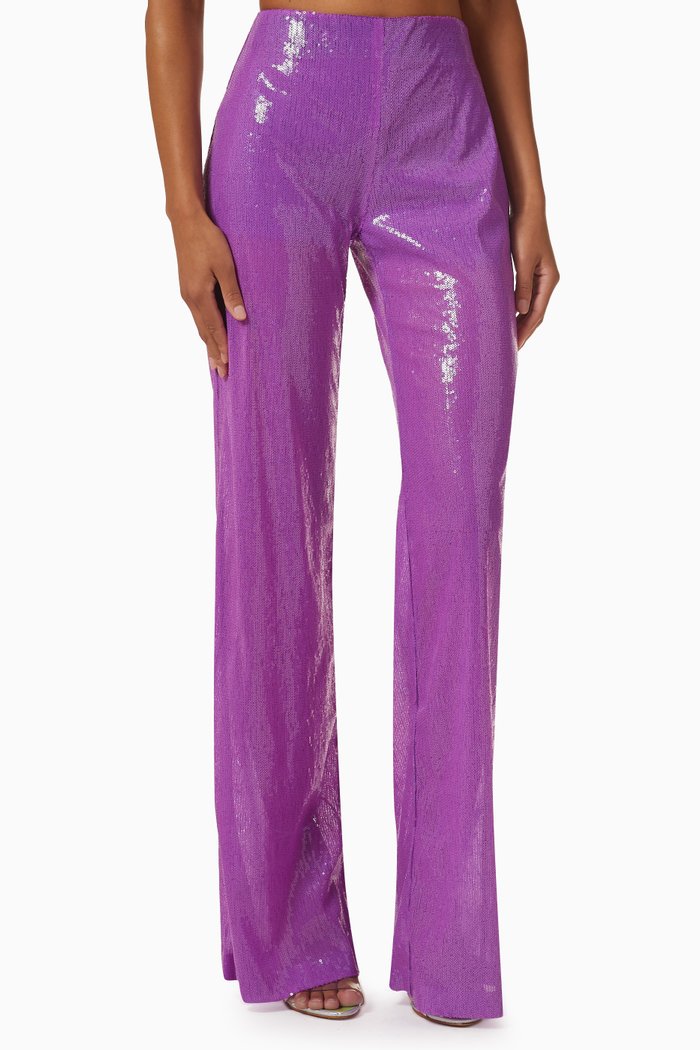 

High-waisted Pants in Sequin, Purple