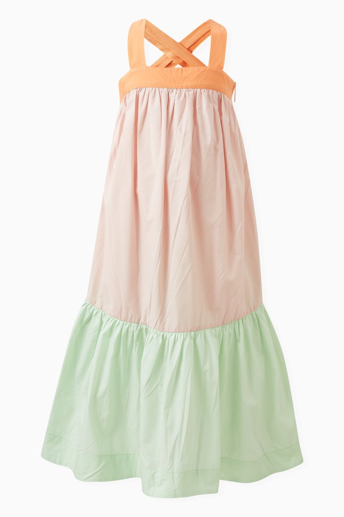 Calipsa Colour-block Dress in Organic Cotton, Green