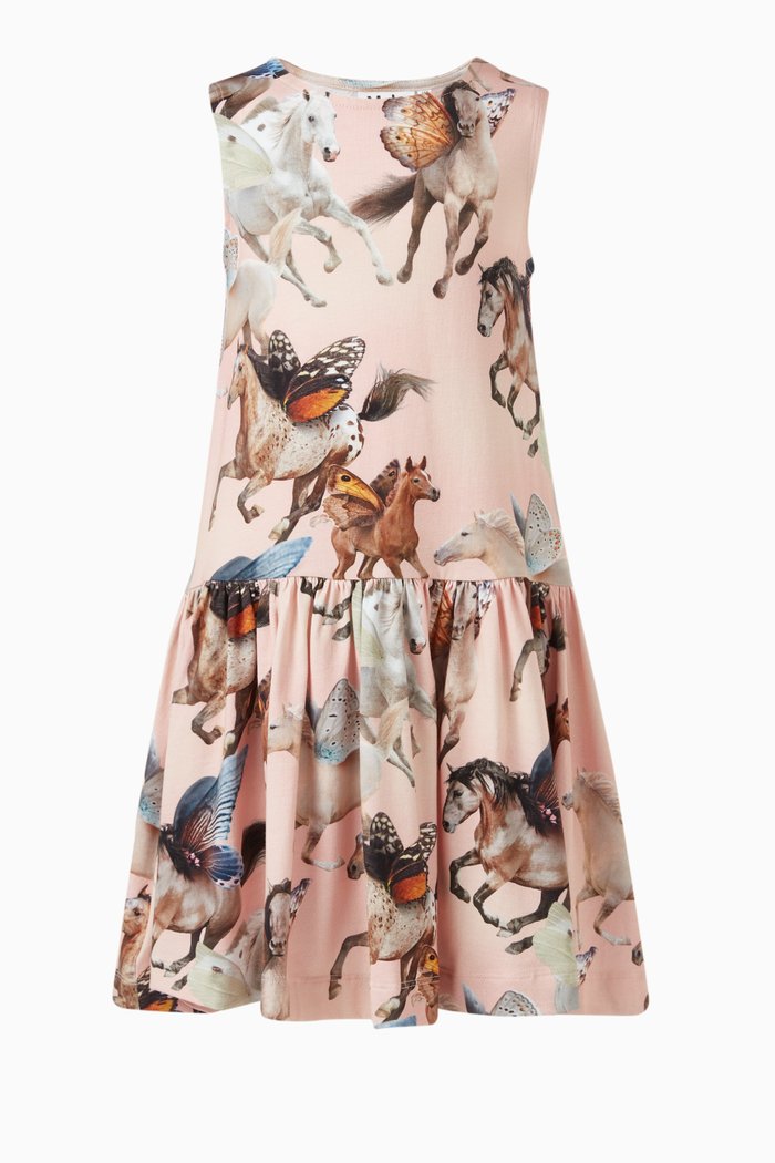 

Candece Fairy Horse Print Dress in Cotton, Pink