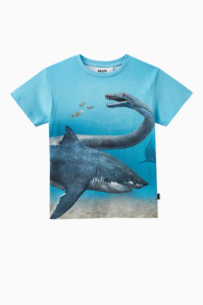 

Raveno Sea Animal-print T-shirt in Organic Cotton, Blue