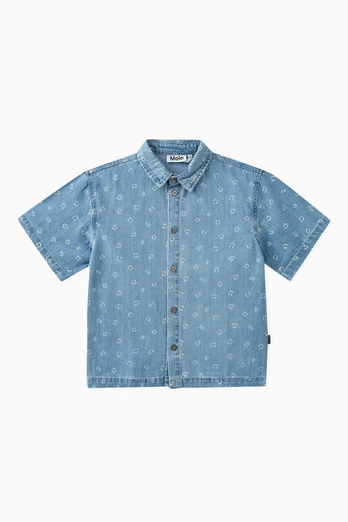 

Richie Smiley-print Shirt in Cotton, Blue