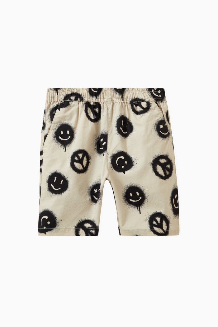 

Avart Smiley & Peace-print Shorts in Cotton, White