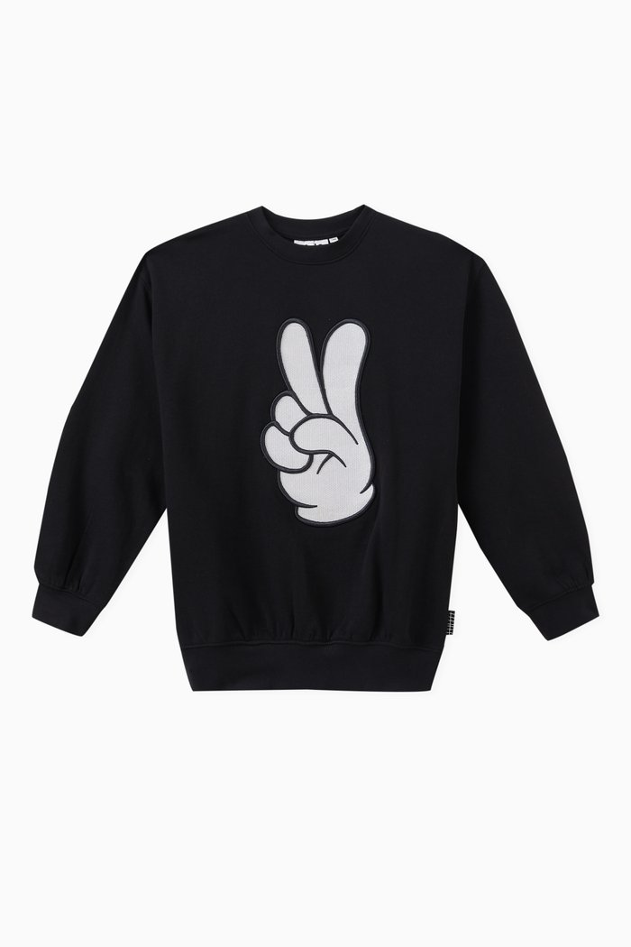 

Peace Sign Sweatshirt in Organic Cotton, Black