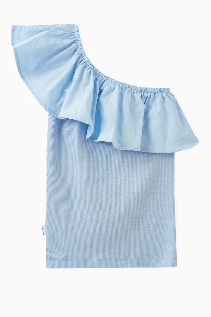 

Rebecca One-shoulder Top in Organic Cotton Blend, Blue