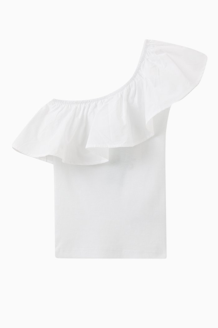 

Rebecca One-shoulder Top in Organic Cotton Blend, White