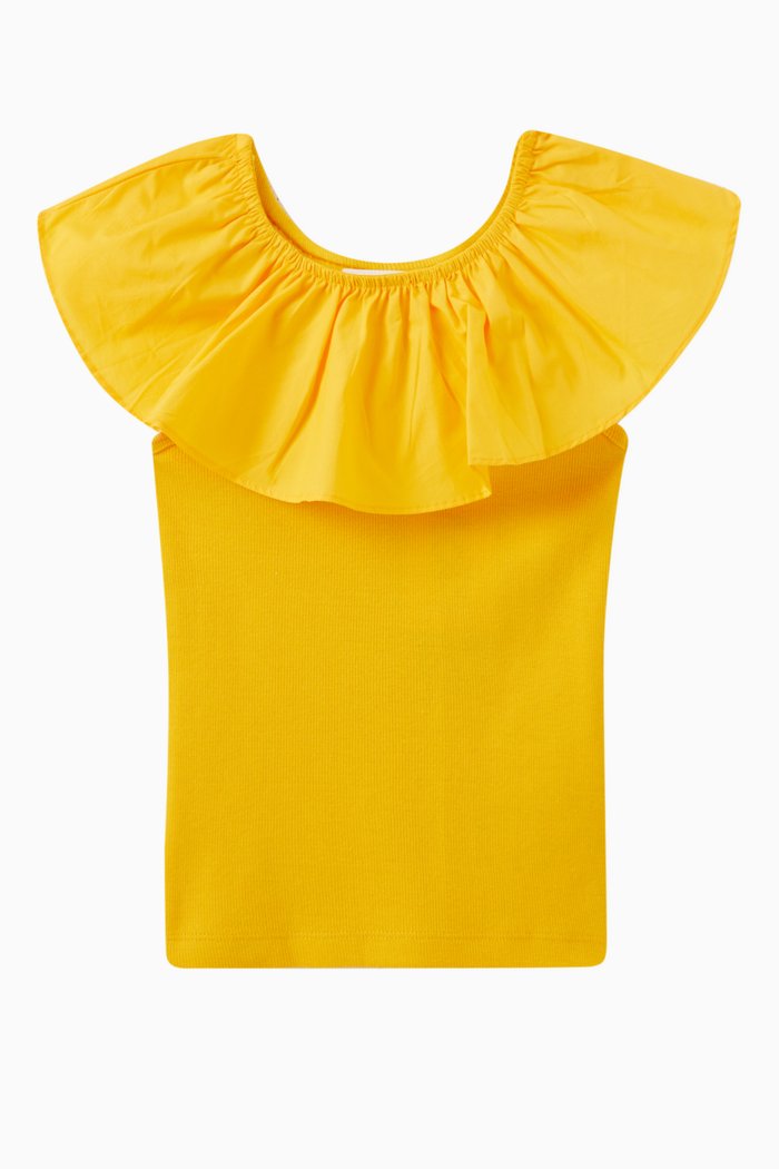 

Rebecca Ruffle Top in Organic Cotton Blend, Yellow