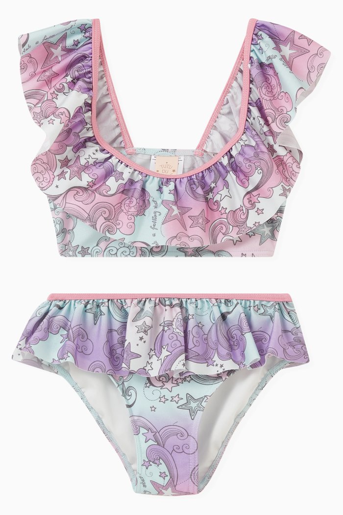

Aquarius Ruffled Bikini in Nylon Spandex, Multicolour