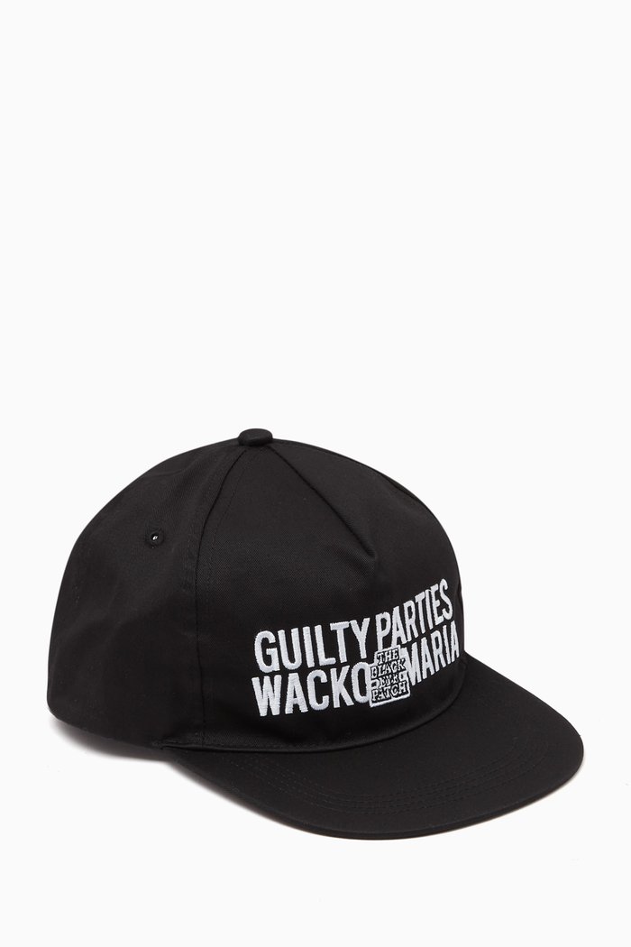 

Eye Patch Flat Brim Cap in Cotton, Black
