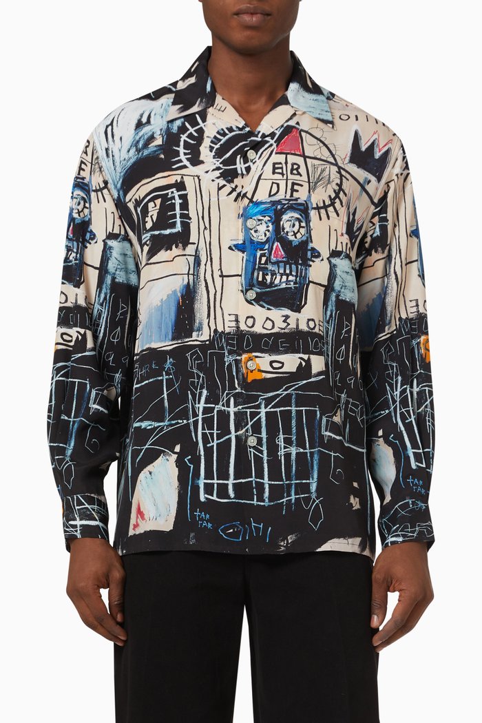 

Jean-Michel Basquiat Hawaiian Shirt in Rayon, Multicolour