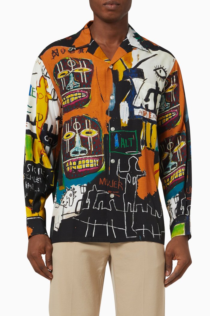 

Jean-Michel Basquiat Hawaiian Shirt in Rayon, Multicolour