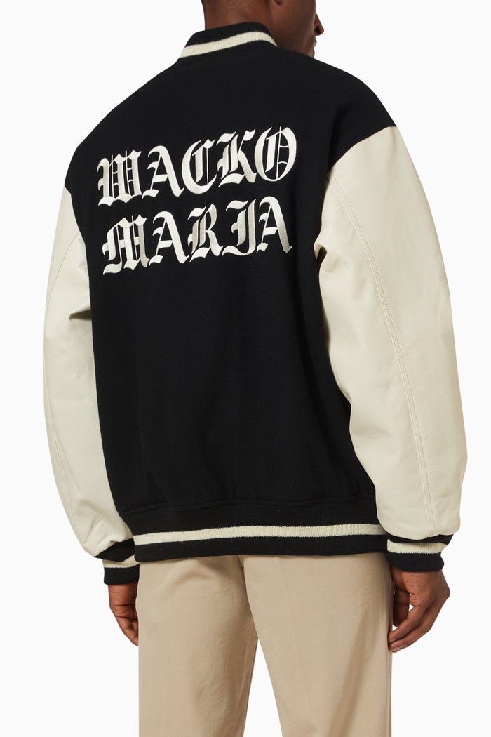 

Logo Varsity Jacket in Wool & Leather, Black