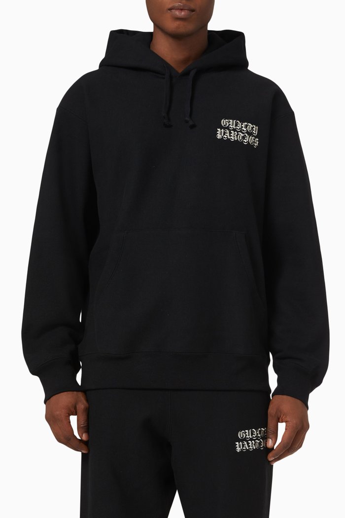

Embroidered-logo Hoodie in Cotton-fleece, Black