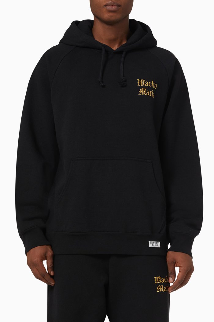 

Embroidered-logo Hoodie in Cotton-fleece, Black