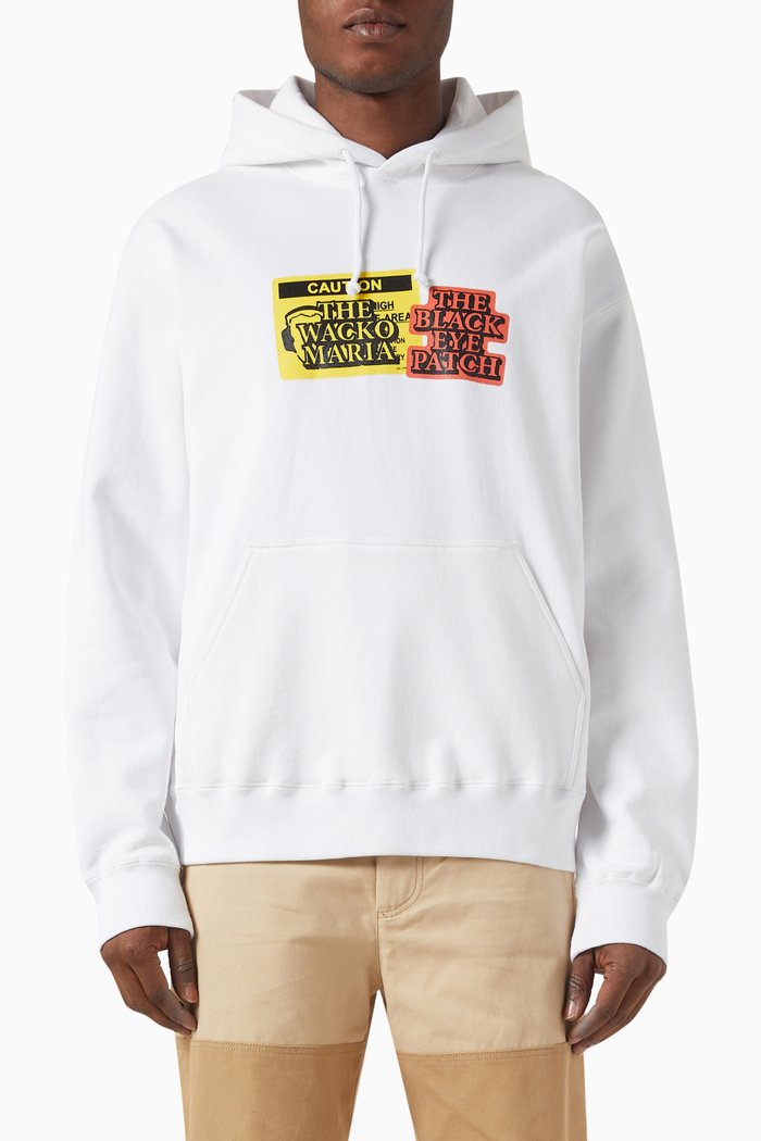 

x Black Eye Patch Hoodie in Fleece, White