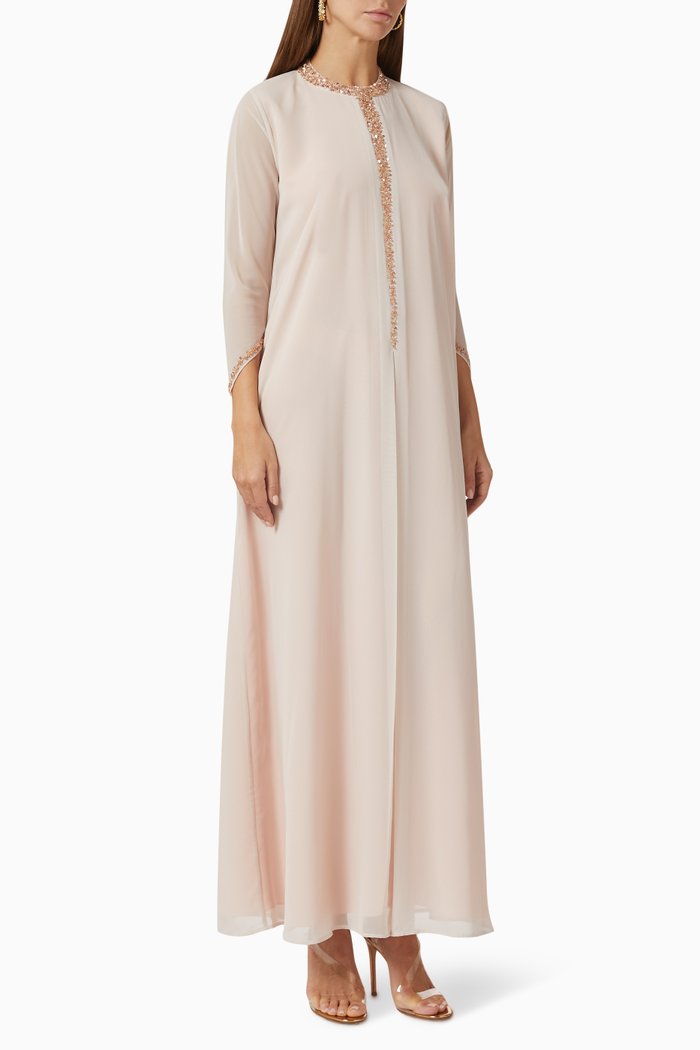 

Sequin-embellished Kaftan in Chiffon, Neutral