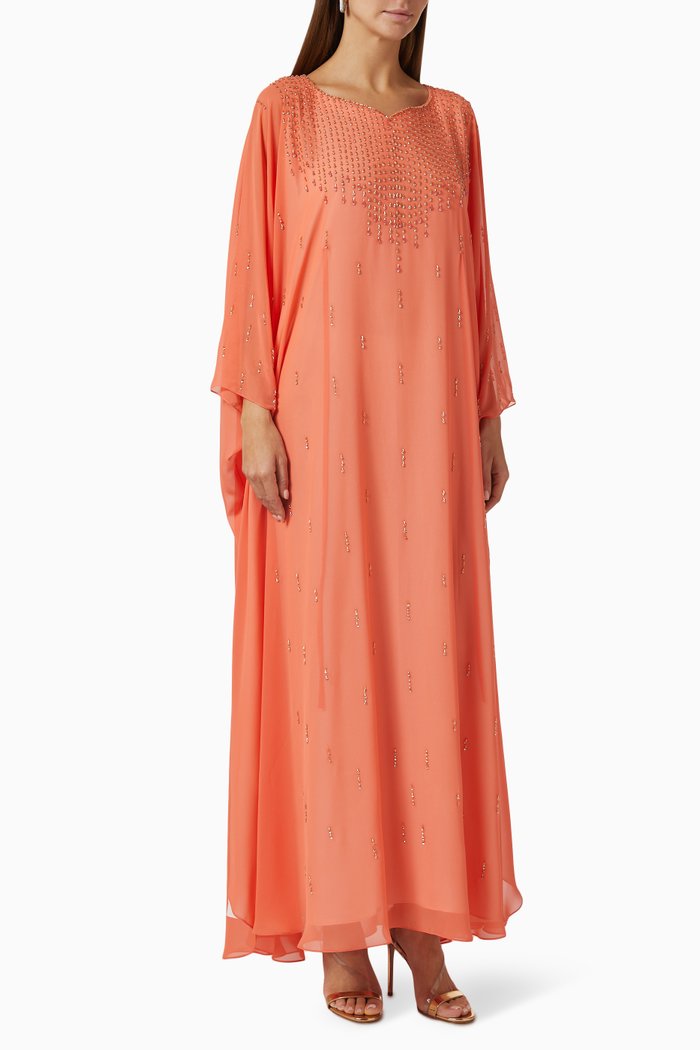 

Sequin-embellishment Kaftan in Chiffon, Orange