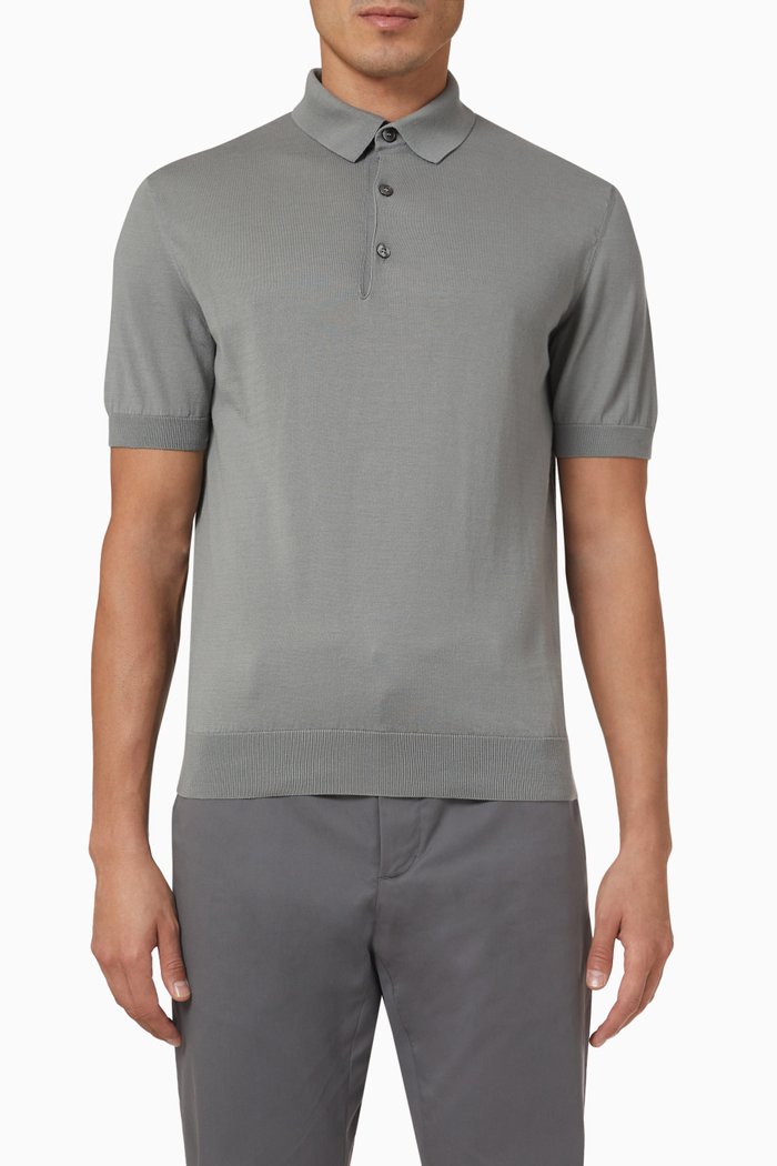 

Polo Shirt in Cotton-knit, Grey