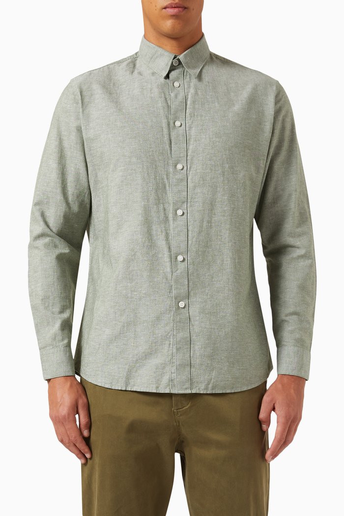 

Shirt in Linen Blend, Green