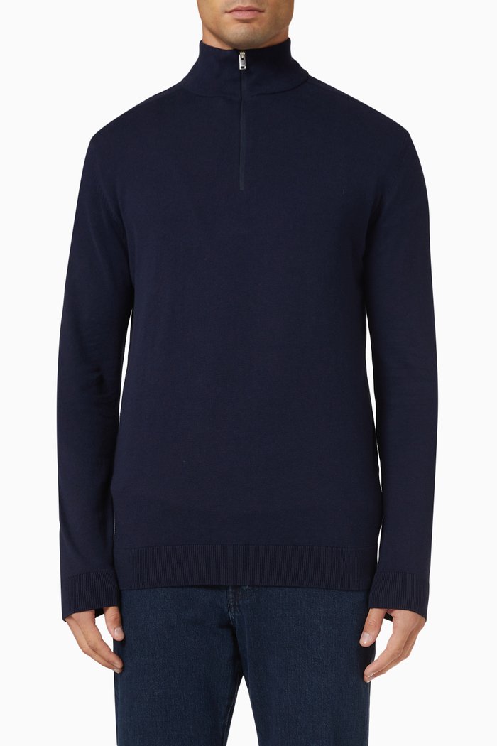 

Half-Zip Cardigan in Pima Cotton, Blue