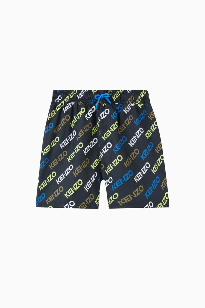 

Logo Print Swim Shorts in Technical Fabric, Black