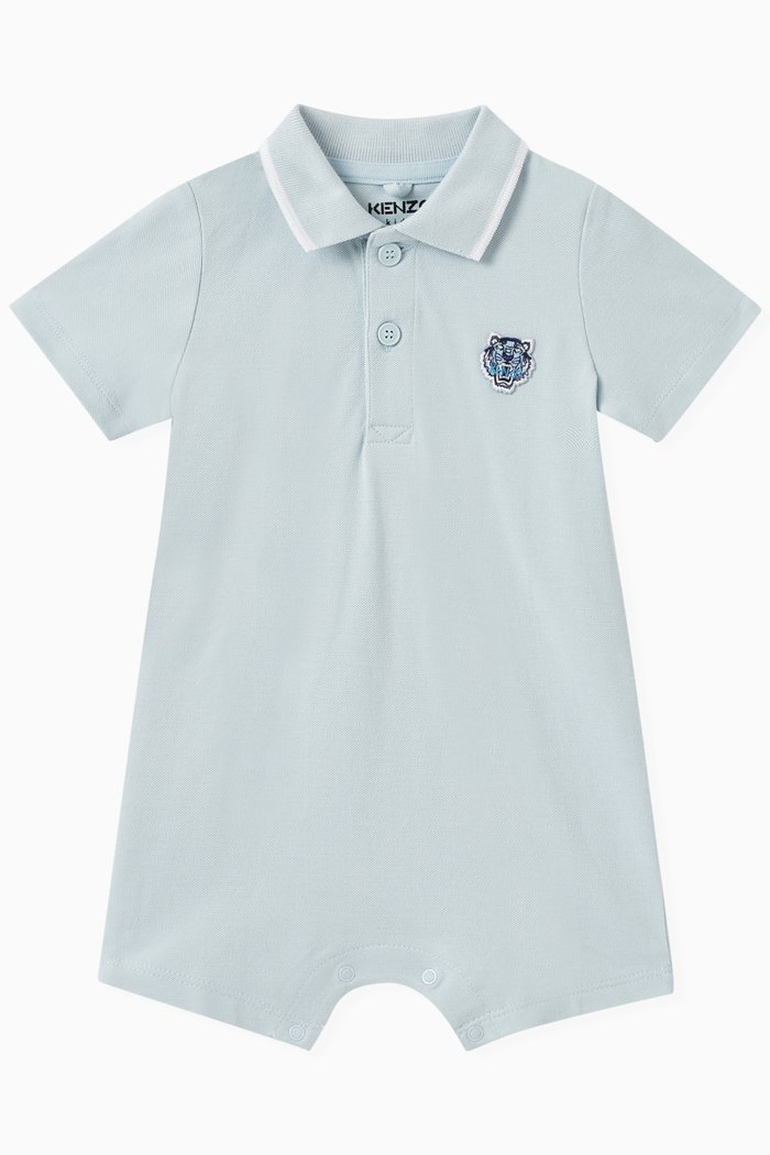 

Logo Patch Romper in Cotton, Blue