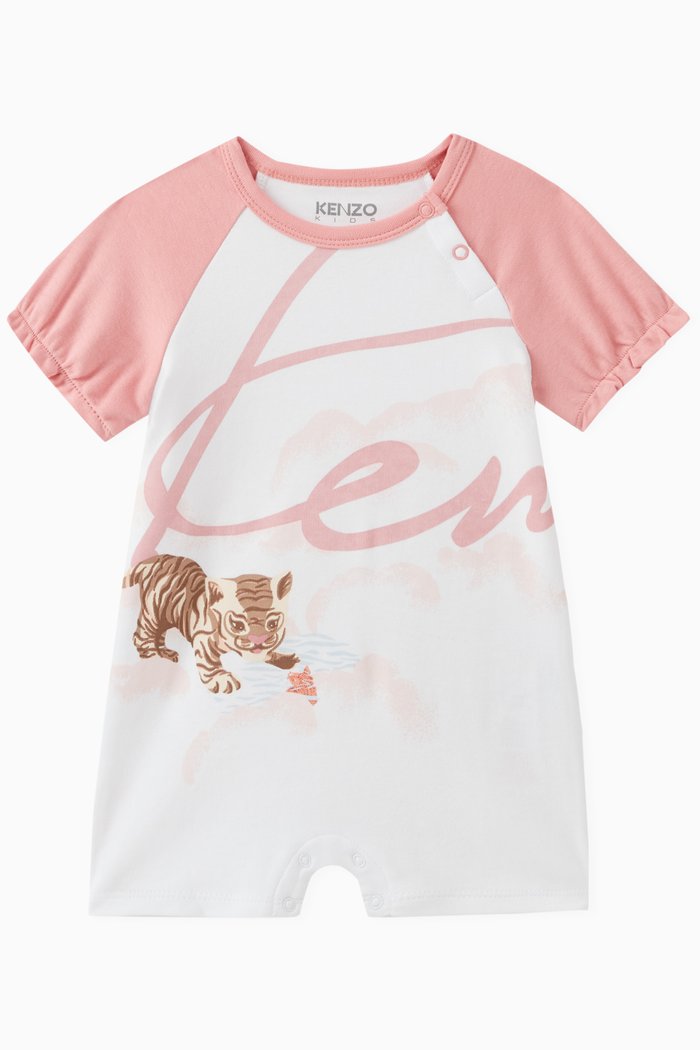 

Graphic Logo Print Romper in Cotton, White