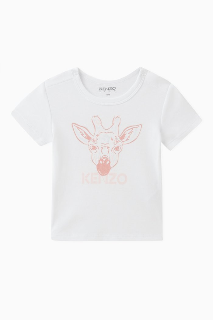 

Giraffe Logo Print T-Shirt in Cotton, White