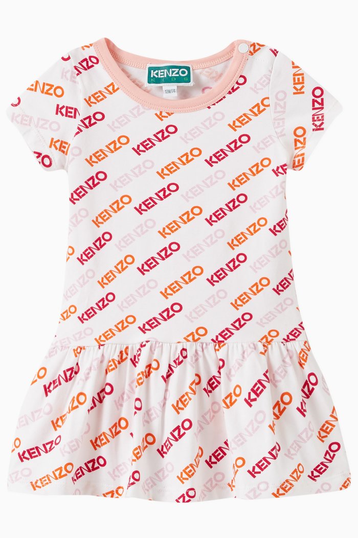 

Logo Print Dress in Cotton, White